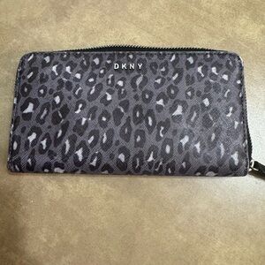 DKNY Black and Gray Animal Print Wallet